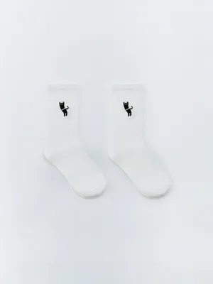 Носки Sela с вышивкой кота, арт. 32649