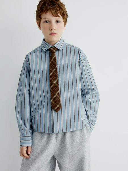 Галстук в клетку детский, коричневый, арт. 32650