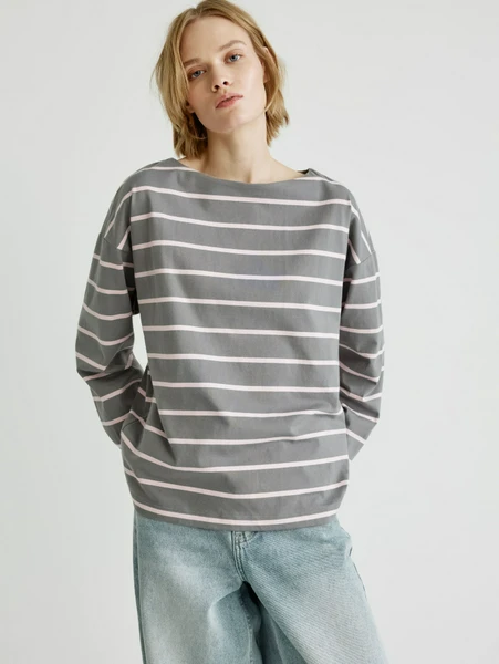 Лонгслив SELA оверсайз в полоску, разноцветный, арт. 32653