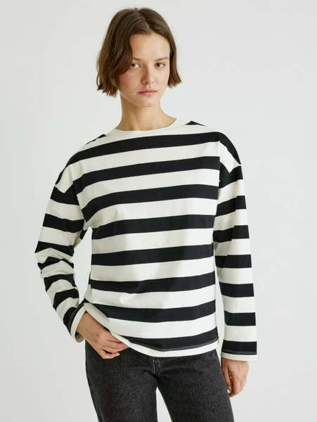 Лонгслив SELA оверсайз в полоску, разноцветный, арт. 32657