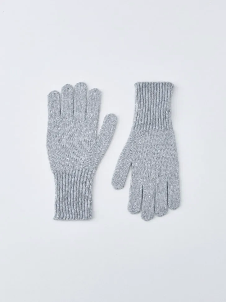 Перчатки с пайетками с содержанием шерсти, серый, арт. 3270