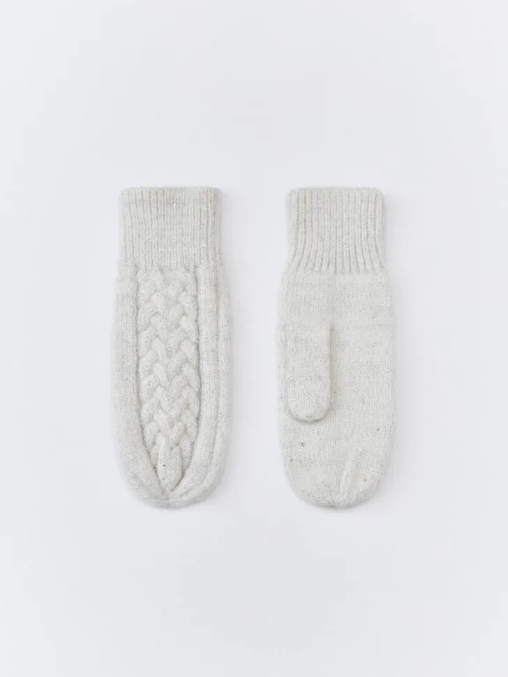 Варежки с пайетками с содержанием шерсти, серый, арт. 3271