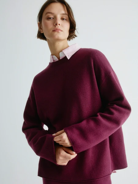 Джемпер SELA с ангорой и шерстью, бордовый, арт. 32912