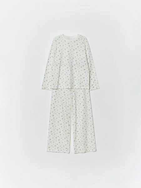 Пижама SELA трикотажная с принтом, белый, арт. 32914