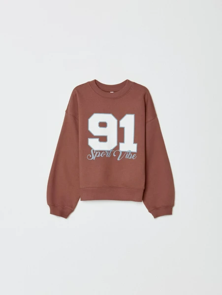 Свитшот SELA с принтом для девочек, коричневый, арт. 32919
