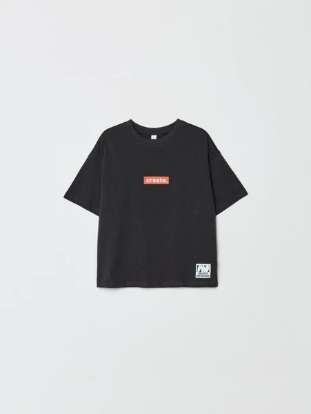 Футболка оверсайз SELA с принтом 'Create.', черный, арт. 32922