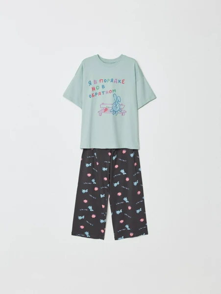 Пижама для мальчиков SELA Смешарики, зеленый, арт. 32923