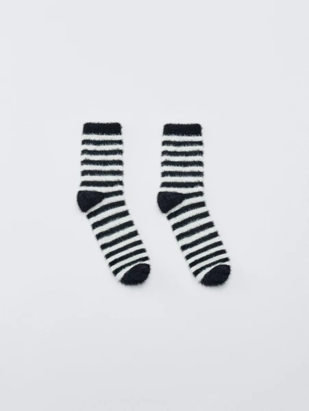 Детские пушистые носки SELA в полоску, разноцветный, арт. 32926