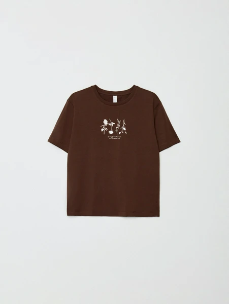 Футболка SELA с принтом, коричневый, арт. 32931