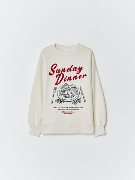 Свитшот Sela с принтом для девочек, бежевый, арт. 32943