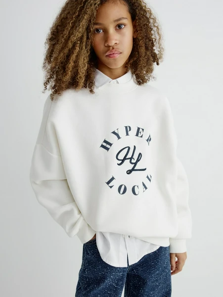 Свитшот SELA с вышивкой и принтом, белый, арт. 32944