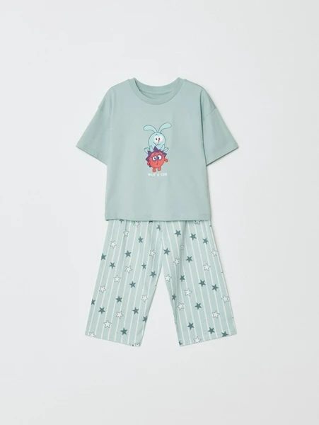 Пижама для мальчиков SELA x Смешарики, зеленый, арт. 32964