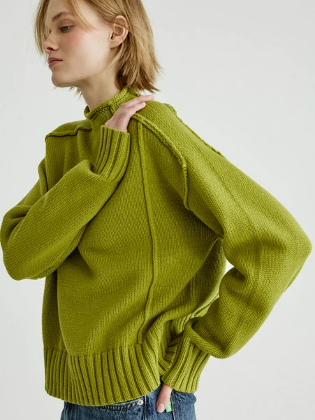 Вязаный джемпер SELA, зеленый, арт. 32967