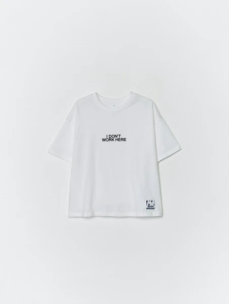 Футболка оверсайз SELA для девочек, белый, арт. 32978