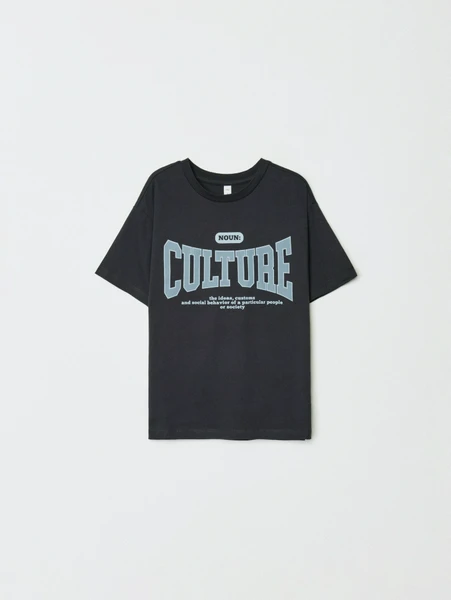 Футболка SELA оверсайз с принтом, серый, арт. 32989