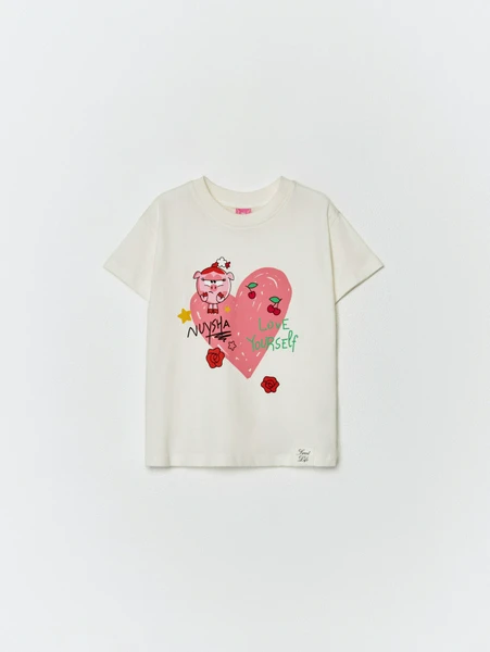 Футболка оверсайз SELA x Смешарики для девочек, белый, арт. 32990