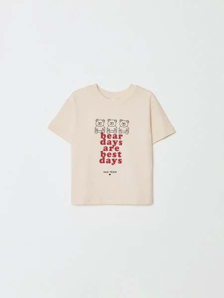 Футболка оверсайз Sela с принтом для девочек, бежевый, арт. 32991