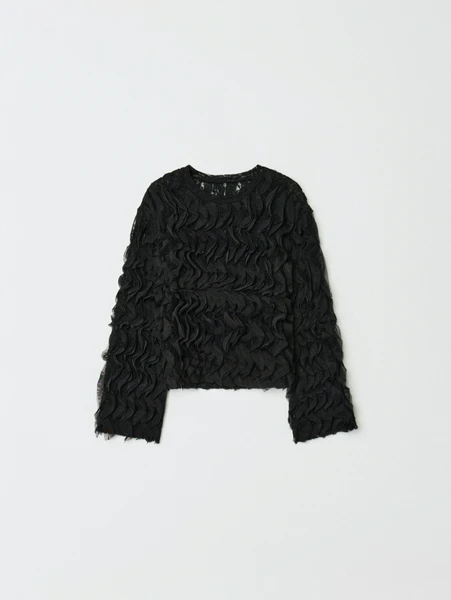 Блузка с воланами Sela, черный, арт. 32993