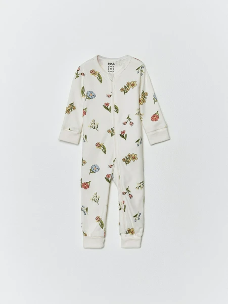 Трикотажный комбинезон Sela для малышей с цветочным принтом, белый, арт. 32998