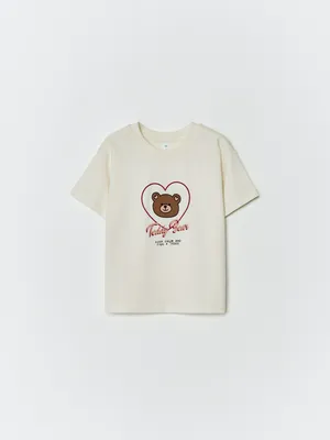 Футболка оверсайз Sela с принтом Teddy Bear для девочек, арт. 33004
