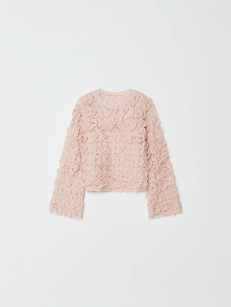 Лонгслив SELA с воланами для девочек, розовый, арт. 33006