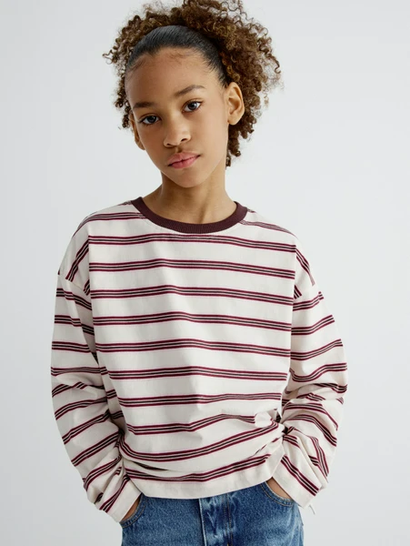 Лонгслив SELA для девочек в полоску, разноцветный, арт. 33007