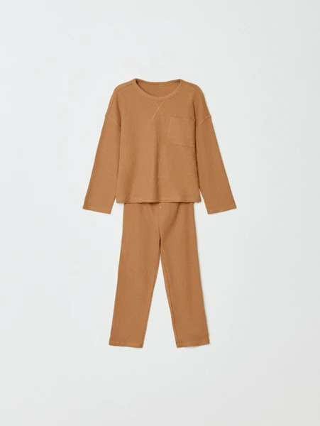 Трикотажная пижама SELA для мальчиков, коричневый, арт. 33010