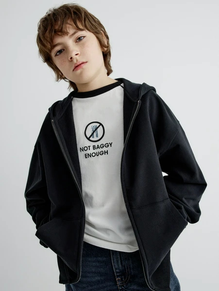 Толстовка с капюшоном детская SELA, черный, арт. 33014