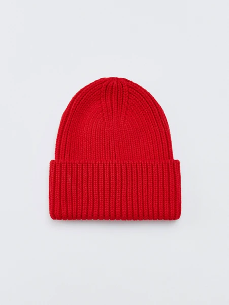 Шапка-бини SELA хлопковая крупной вязки, красный, арт. 33035