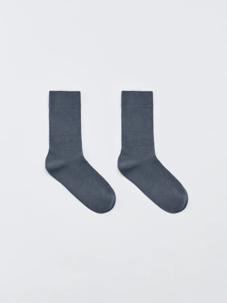 Носки SELA в рубчик, серый, арт. 33036