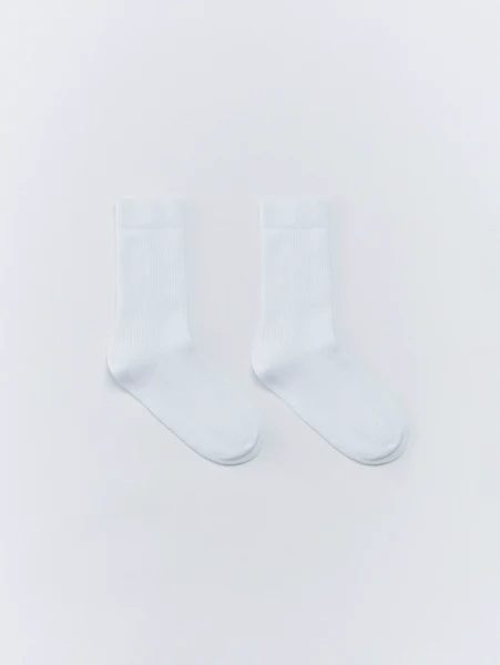 Носки SELA в рубчик, белый, арт. 33037