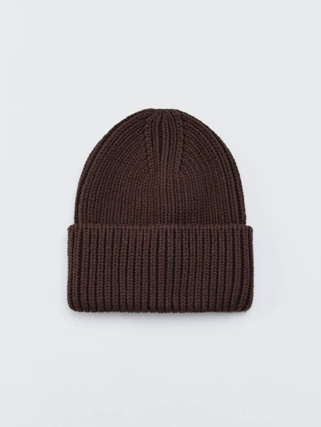 Шапка-бини Sela Хлопковая Крупной Вязки, коричневый, арт. 33048