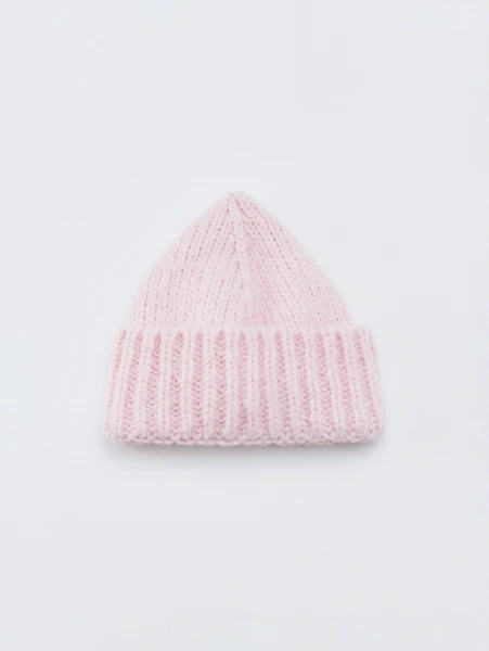 Шапка-бини SELA с содержанием шерсти, розовый, арт. 33053