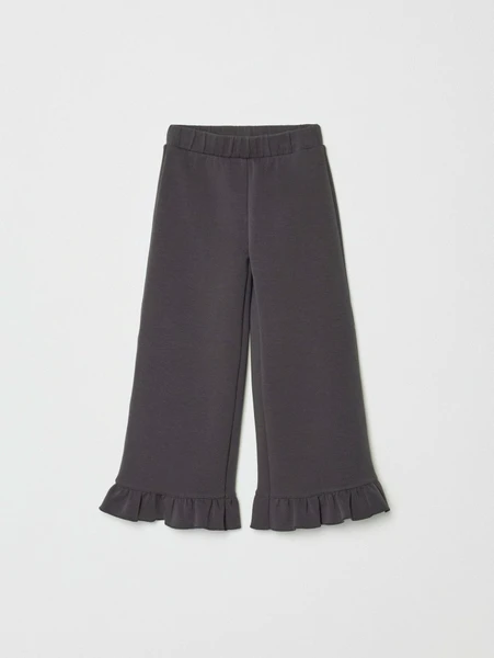 Трикотажные брюки Sela с оборками для девочек, серый, арт. 33143