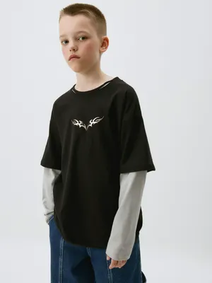 Детский лонгслив SELA оверсайз с принтом, арт. 33151