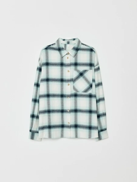 Фланелевая рубашка оверсайз в клетку Sela для девочек, разноцветный, арт. 33163