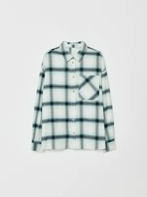 Фланелевая рубашка оверсайз в клетку Sela для девочек, арт. 33163