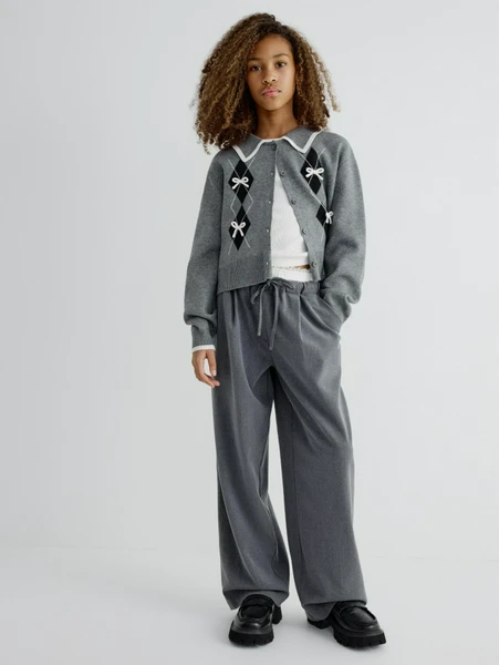 Широкие брюки SELA с двойным поясом, серый, арт. 33164