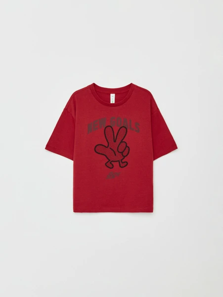 Футболка оверсайз с принтом SELA, красный, арт. 33175