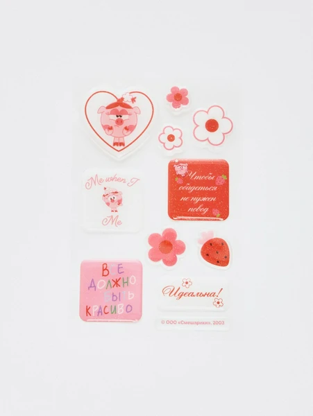 3D наклейки на телефон SELA x Смешарики, розовый, арт. 33186