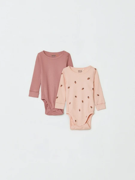 Набор трикотажных боди Sela с длинным рукавом для малышей, разноцветный, арт. 33195