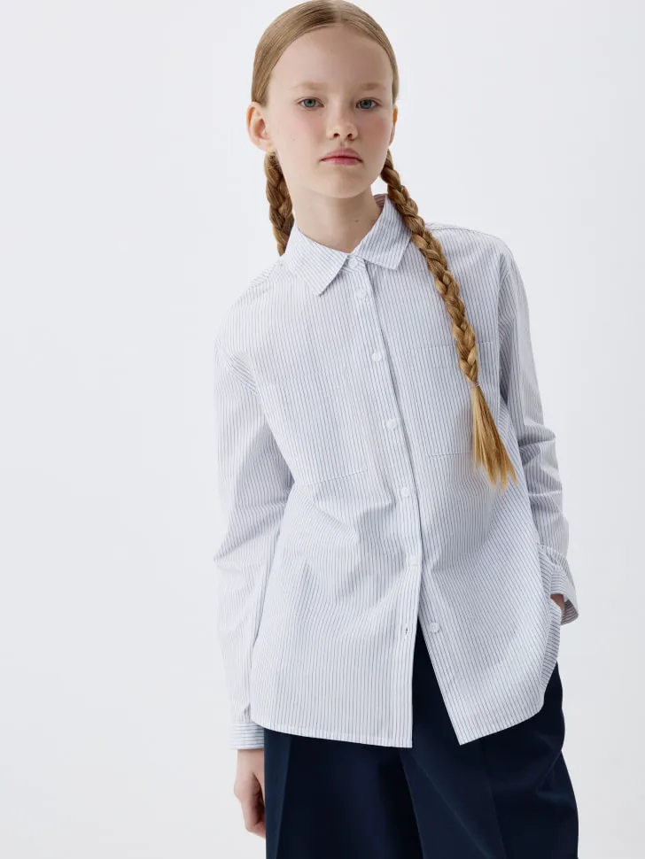 Удлиненная рубашка для девочек, белый, арт. 3324