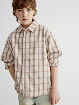 Рубашка Sela в клетку оверсайз для мальчиков, арт. 33377