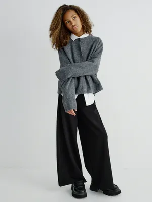 Трикотажные широкие брюки для девочек Sela, арт. 33380