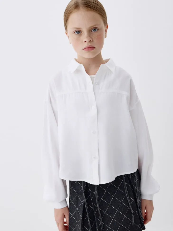 Блузка из вискозы для девочек, белый, арт. 3339