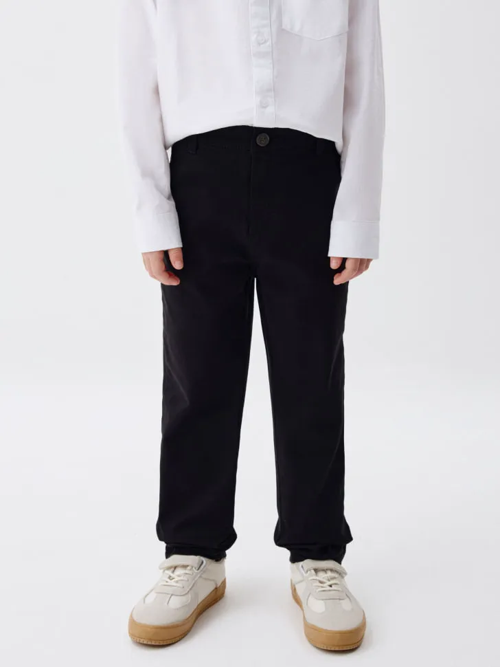 Прямые брюки из смесового хлопка для мальчиков, черный, арт. 3340