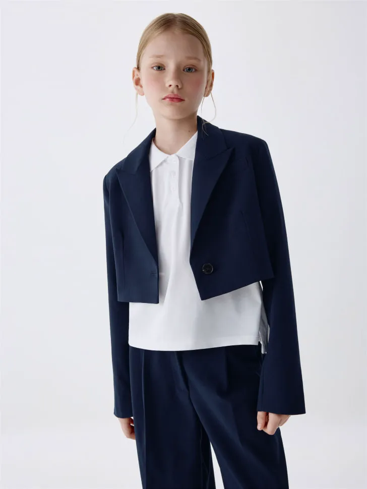 Укороченный жакет для девочек, синий, арт. 3345