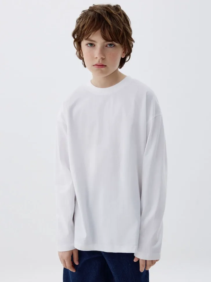 Базовый лонгслив детский, белый, арт. 3353