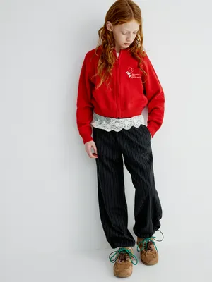 Брюки SELA в полоску с кружевной оборкой, арт. 33558