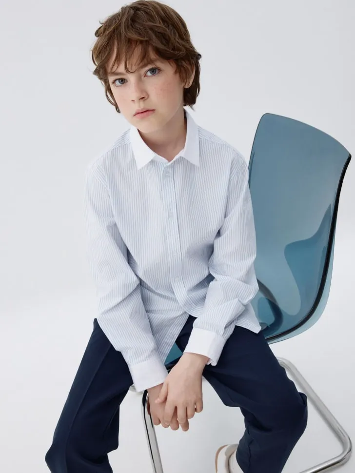 Рубашка в полоску для мальчиков, голубой, арт. 3356